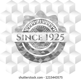 Since 1925 grey badge with geometric cube white background
