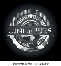 Since 1925 on grey camo pattern