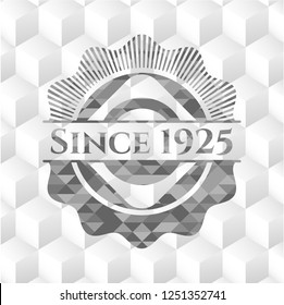 Since 1925 realistic grey emblem with cube white background