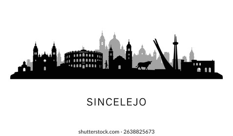Sincelejo with Colombia City Skyline Silhouette.