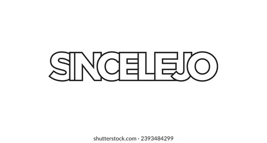 Sincelejo in the Colombia emblem for print and web. Design features geometric style, vector illustration with bold typography in modern font. Graphic slogan lettering isolated on white background.