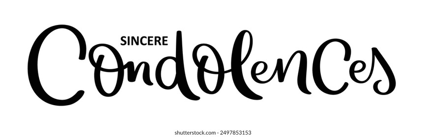 SINCERE CONDOLENCES black vector brush calligraphy banner