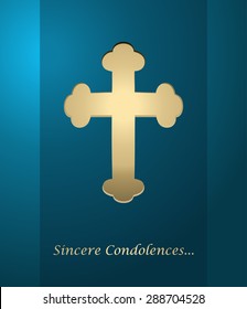 Sincere Condolences Blue Card Vector Illustration.