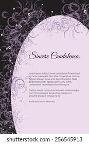 Sincere condolences vector lettering in abstract style, place for text