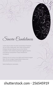 Sincere condolences vector lettering in abstract style, place for text