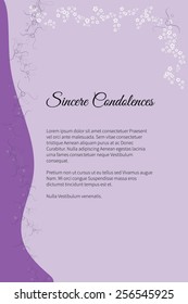 Sincere condolences vector lettering in abstract style, place for text