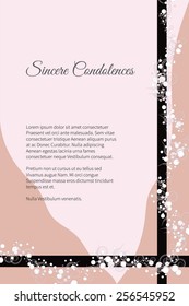 Sincere condolences vector lettering in abstract style, place for text