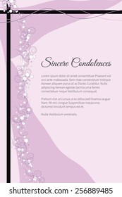 Sincere condolences vector lettering in abstract style, place for text