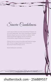 Sincere condolences vector lettering in abstract style, place for text