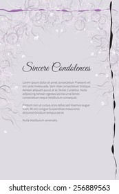 Sincere condolences vector lettering in abstract style, place for text