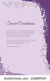 Sincere condolences vector lettering in abstract style, place for text