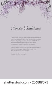 Sincere Condolences Vector Lettering In Abstract Style, Place For Text