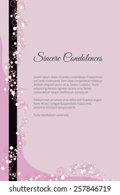Sincere condolences vector lettering in abstract style, place for text