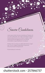 Sincere condolences vector lettering in abstract style, place for text