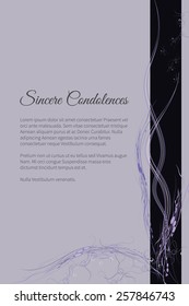 Sincere condolences vector lettering in abstract style, place for text