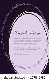Sincere condolences vector lettering in abstract style, place for text