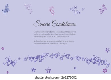 Sincere condolences vector lettering in abstract style, place for text