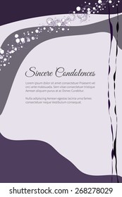 Sincere condolences vector lettering in abstract style, place for text