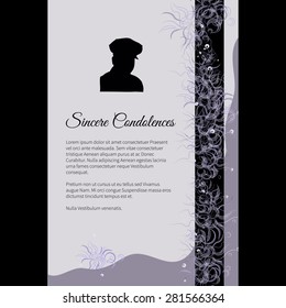 Sincere Condolences vector lettering in abstract style, place for text and photo