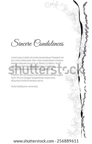 Sincere condolences vector lettering in abstract style, place for text