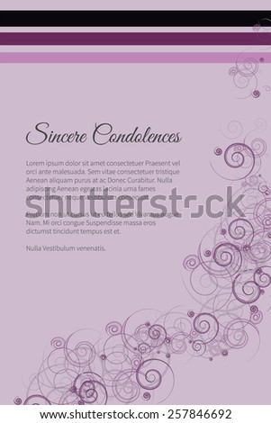 Sincere condolences vector lettering in abstract style, place for text