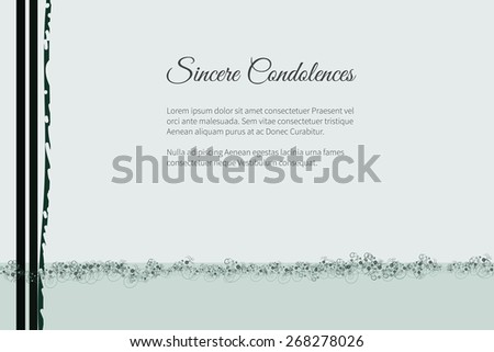 Sincere condolences vector lettering in abstract style, place for text