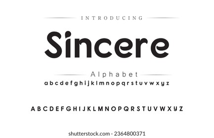 Sincere Modern abstract digital alphabet font. Minimal technology typography, Creative urban sport fashion futuristic font and with numbers. vector illustration