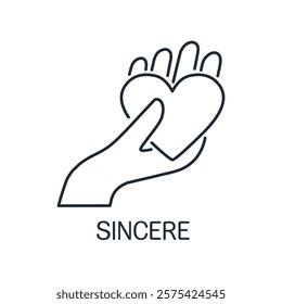 Sincere and pure relationships. Design, banner  social media posts.Vector linear icon isolated on white background.