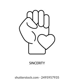 Sinceridad concepto línea icono. Ilustración simple del elemento. diseño del símbolo del esquema del concepto de sinceridad.