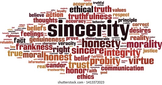 Sincerity word cloud concept. Collage made of words about sincerity. Vector illustration 