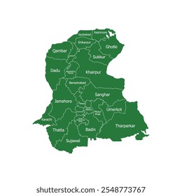 Mapa de Sindh con nombres de ciudades Ilustración vectorial