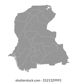 Sindh map with districts. Vector illustration.