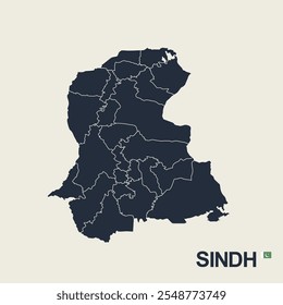 Sindh Map - ilustração de vetor plana