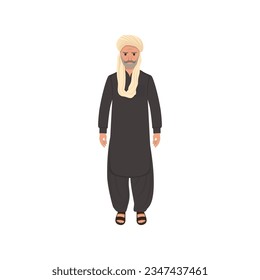 Sindhi Baloch Man with Turban, Pagdi, Headgear, Dastar, Patka, vector illustration Pakistan People