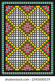 Sindhi Cultural Bed Sheet, pattern Rilli and Sindhi Fabrics Vector Design