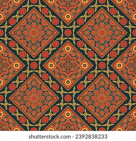 Sindhi Cultural Traditional Pakistani Ajrak Design allover seamless repeat pattern for block print screen print digital design for shawl stole scarf shirt kurti hat cap vector format editable file