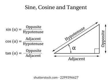 Sine, Cosine and Tangent. Trigonometry. Vector illustration.