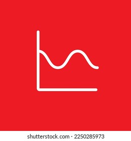 Sine curve statistics chart icon, graphic resource template, vector illustration.