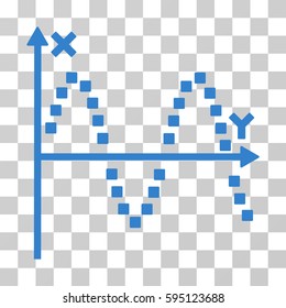 Sine Plot icon. Vector illustration style is flat iconic symbol, cobalt color, transparent background. Designed for web and software interfaces.
