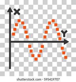 Sine Plot icon. Vector illustration style is flat iconic bicolor symbol, orange and gray colors, transparent background. Designed for web and software interfaces.