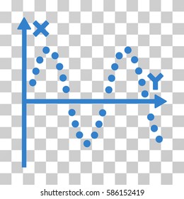 Sine Plot vector pictogram. Illustration style is flat iconic cobalt symbol on a transparent background.