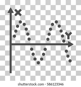 Sine Plot vector pictograph. Illustration style is flat iconic gray symbol on a transparent background.