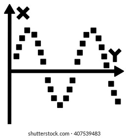Sine Plot vector toolbar icon. Style is flat icon symbol, black color, white background, square dots.