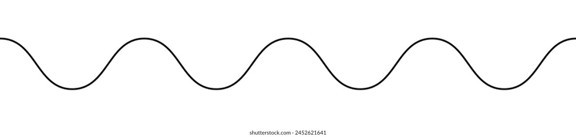 Onda sinusoidal Horizontal en blanco y negro sinusoidal línea sinusoidal - Vector sin fisuras repetible