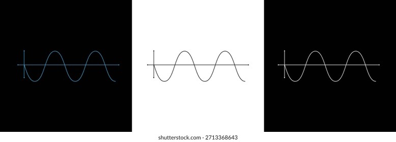 Ilustração do vetor de onda senoidal. Desenho de linha simples da onda senoidal. Diagrama de onda sinusoidal .Ilustração vetorial .EPS 10 .
