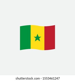 Sinegal flag colors flat icon, vector sign, waving flag of Sinegal colorful pictogram isolated on white. Symbol, logo illustration. Flat style design