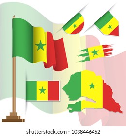 sinegal flags popular vector illustration