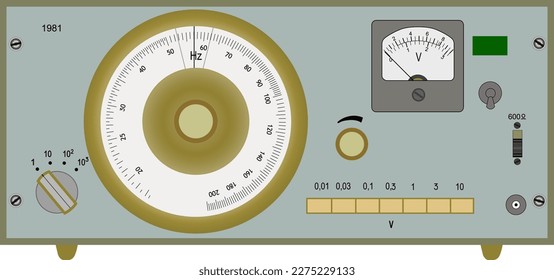 A sine-signal generator (year 1981) with a voltmeter and a big low-frequency dial
