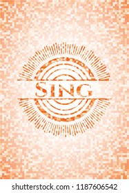 Sing abstract orange mosaic emblem