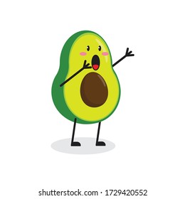 sing avocado fruit cute character mascot vector design
